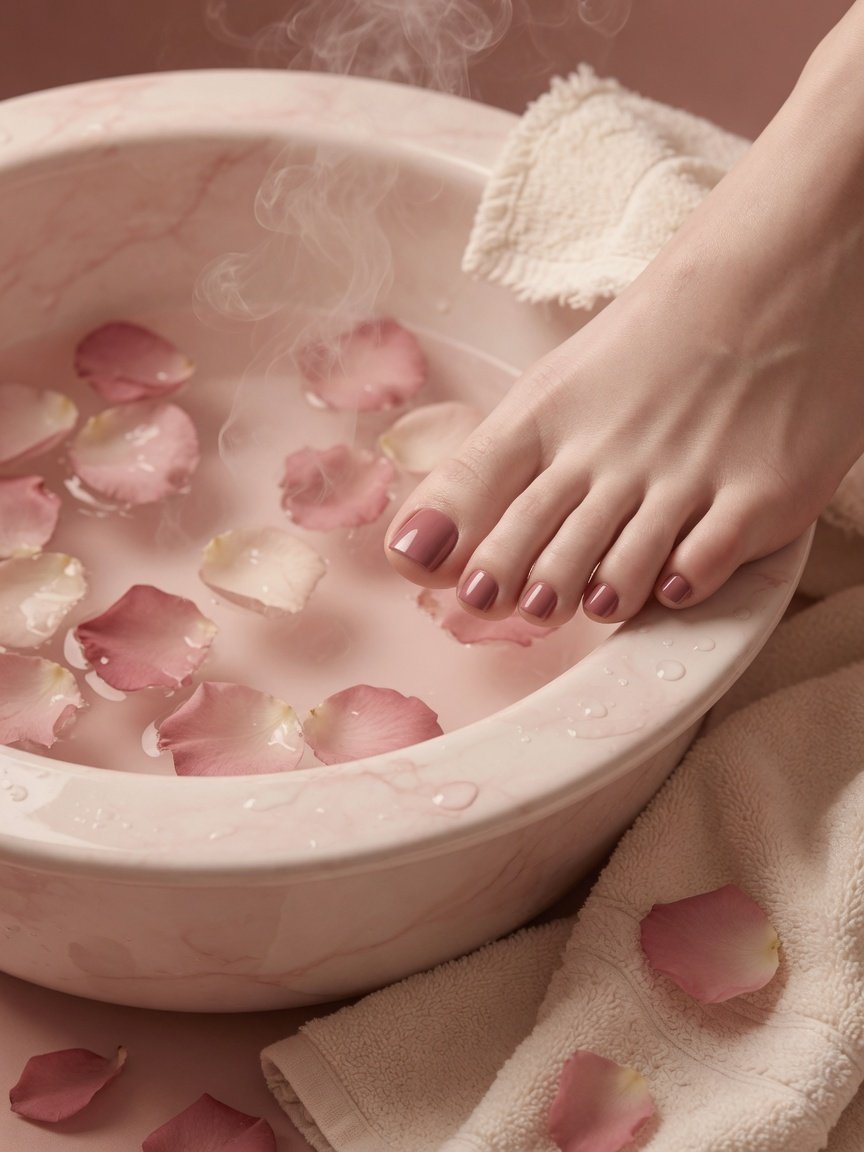 Dusty rose pedicure
